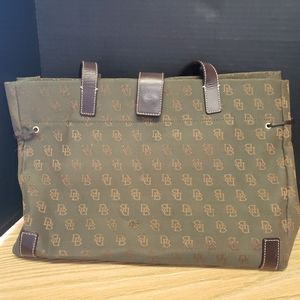 Used dooney and bourke Monogram handbag large Green And Brown #3394